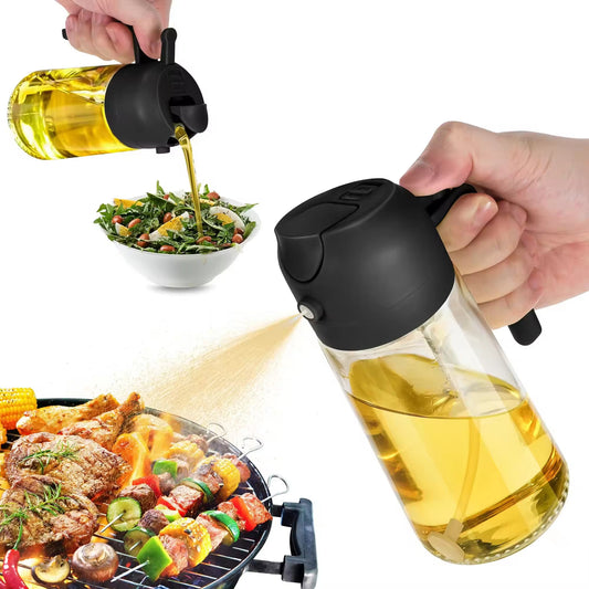 Oil Spray Bottle and Dispenser for Cooking - 2-in-1 Spray and Pour Oil Can