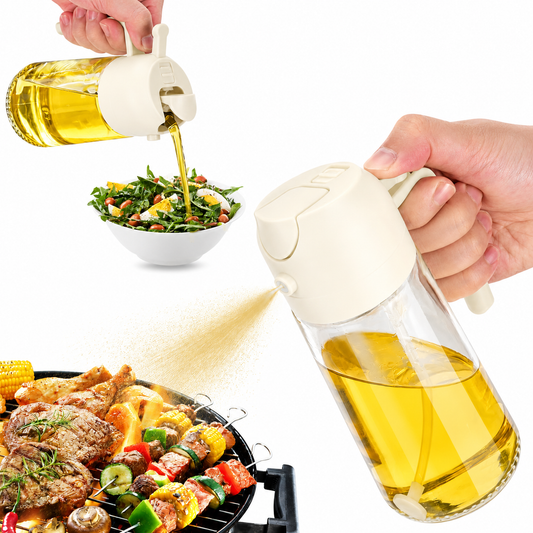 Oil Spray Bottle and Dispenser for Cooking - 2-in-1 Spray and Pour Oil Can