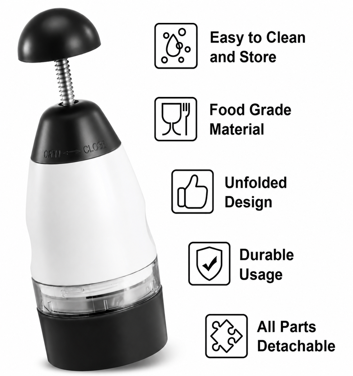 Manual Food Chopper with Press Lid - Vegetable and Herb Mincer for Kitchen