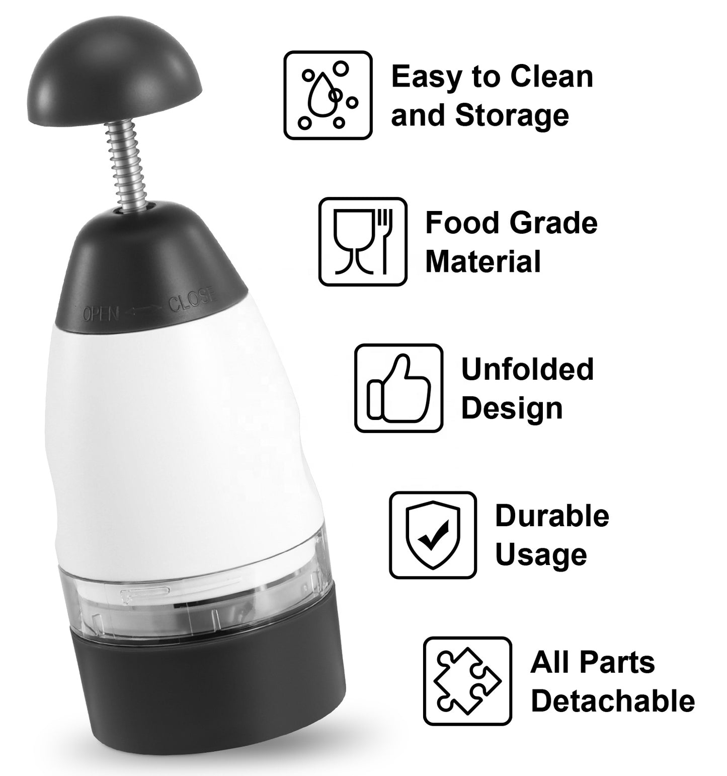 Manual Food Chopper with Press Lid - Vegetable and Herb Mincer for Kitchen