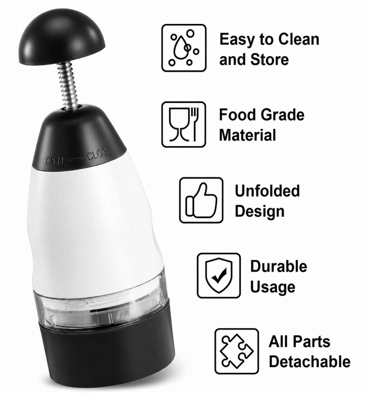 Manual Food Chopper with Press Lid - Vegetable and Herb Mincer for Kitchen